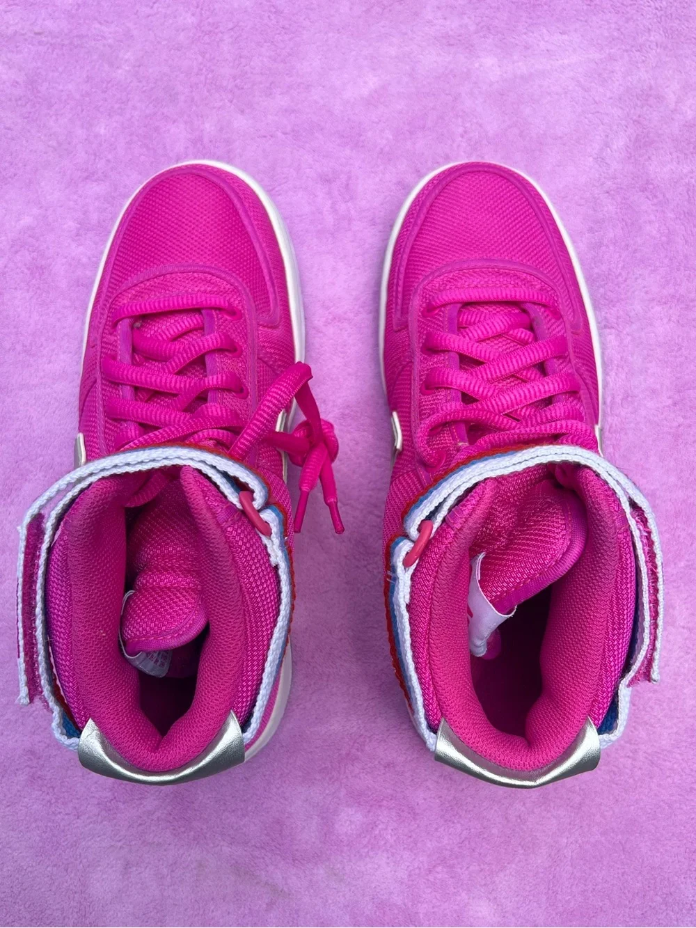 Nike Magenta High-Top Sneakers with Silver Swoosh